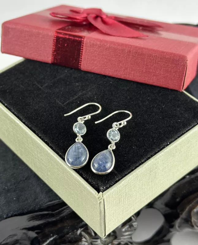 Kyanit ve Topaz Gümüş Küpe