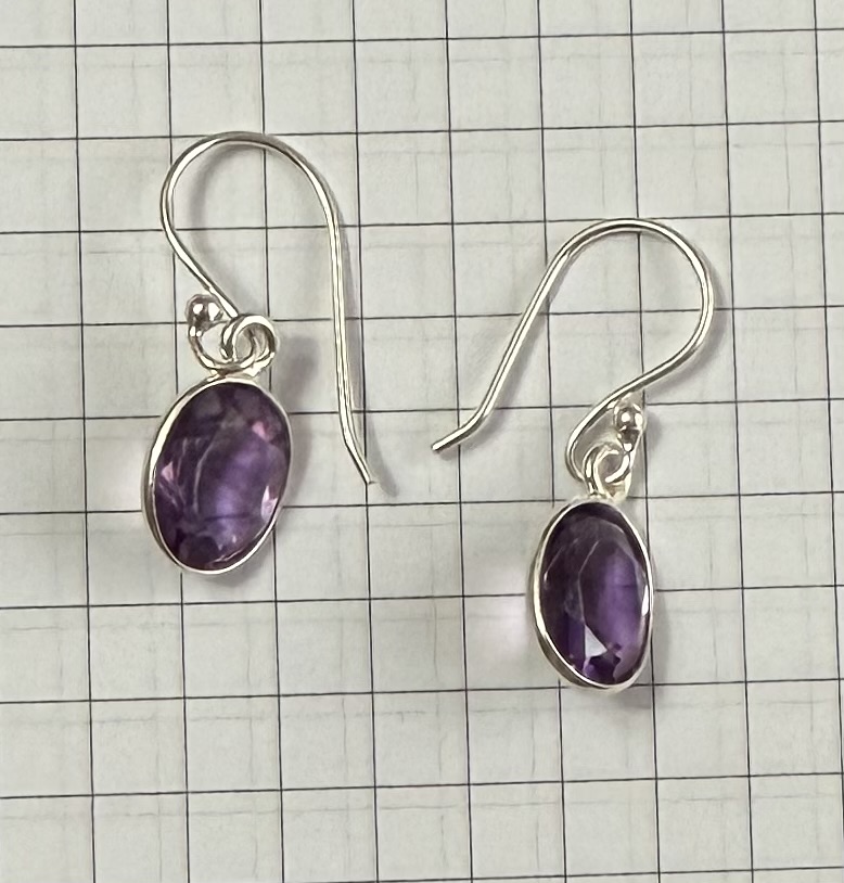 Ametist Taşlı Gümüş Küpe