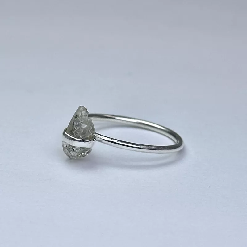 Herkimer Taşından Gümüş Yüzük