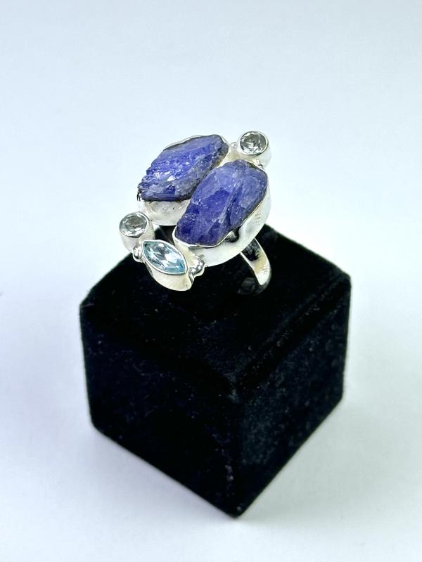 Tanzanit ve Topaz Taşlı Gümüş Yüzük