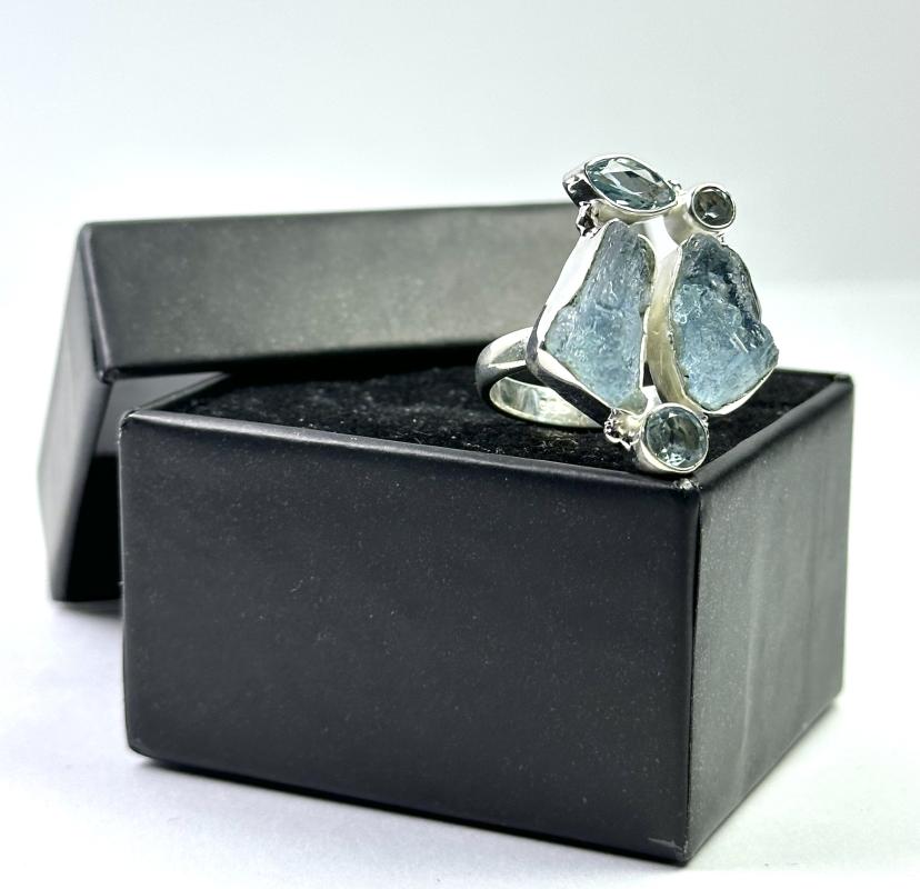 Apatit ve Topaz Taşlı Gümüş Yüzük