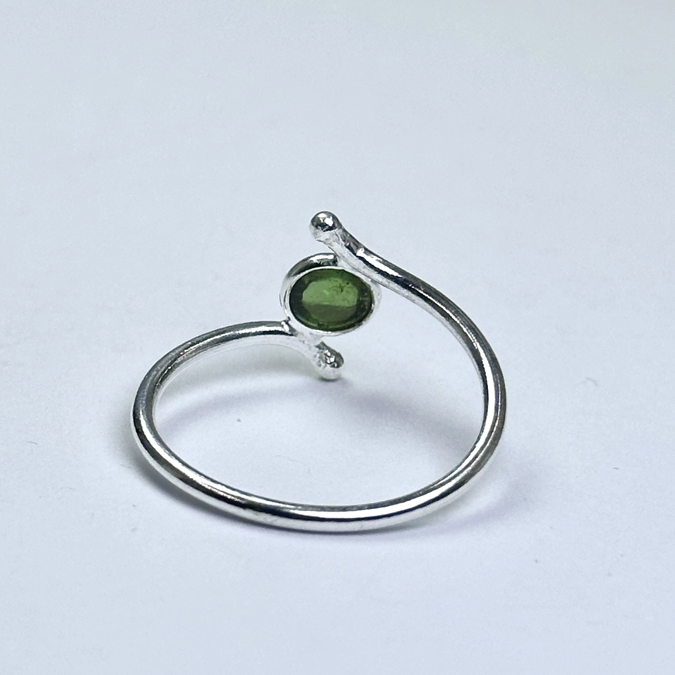 Yeşil Turmalin Taşından Gümüş Yüzük