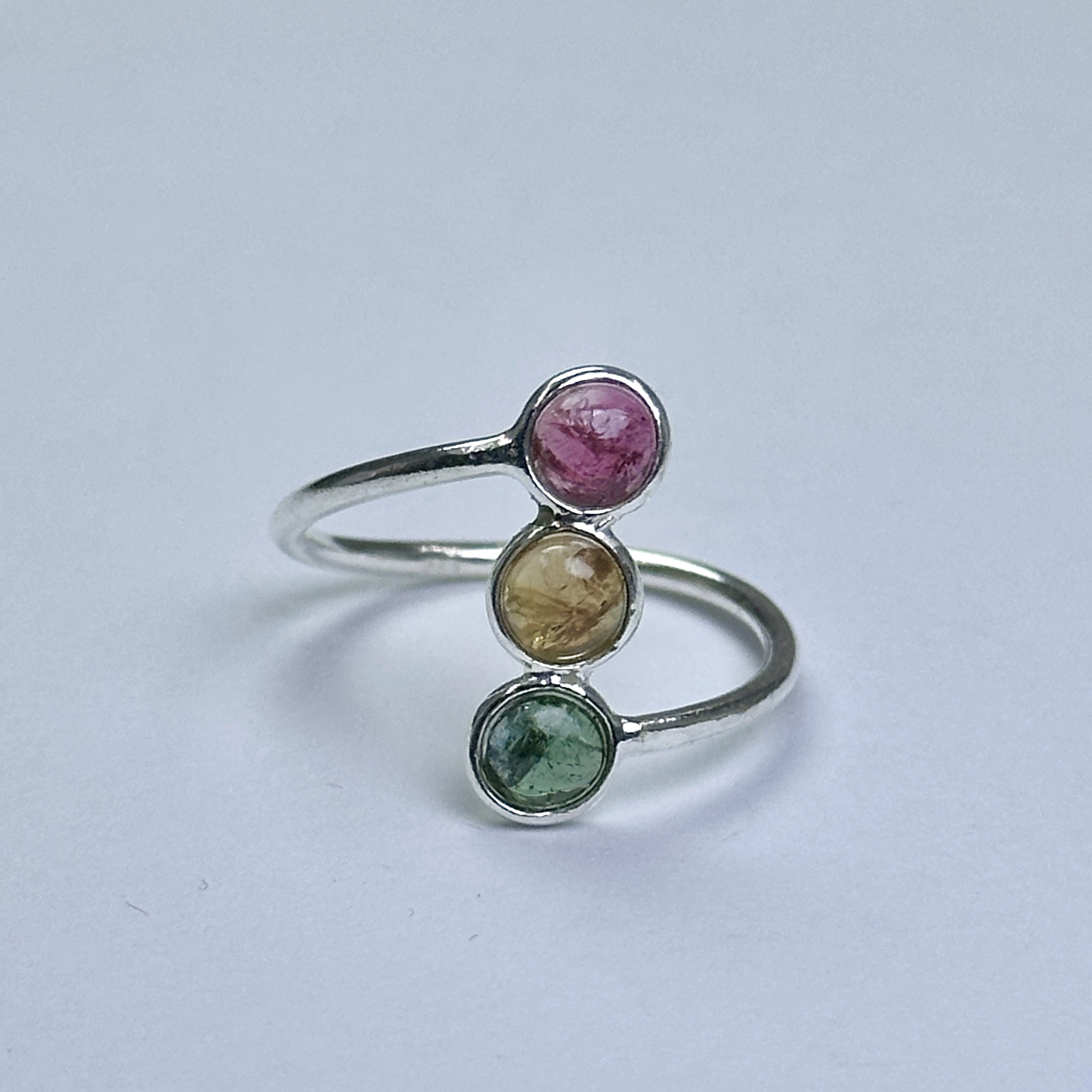 Turmalin Taşlarından Gümüşç Yüzük