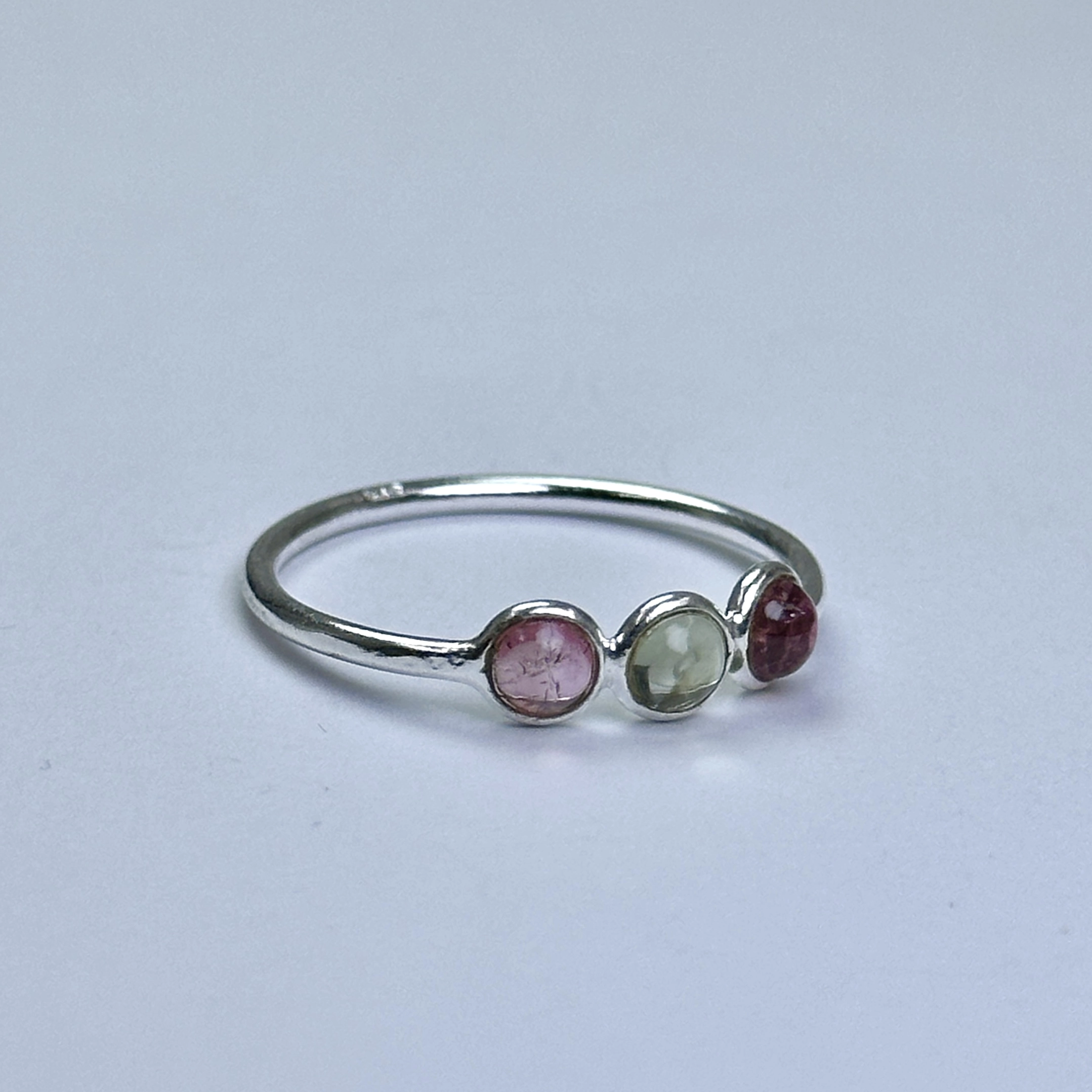 3 Turmalin Taşlı Gümüş Yüzük