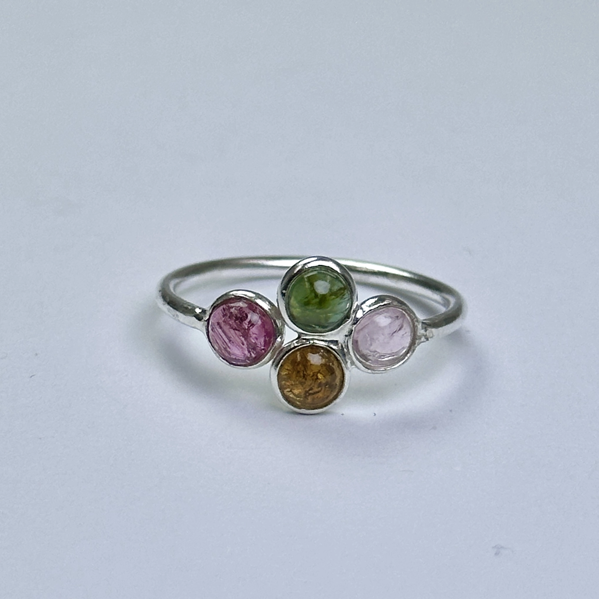 4 Turmalin Taşlı Gümüş Yüzük