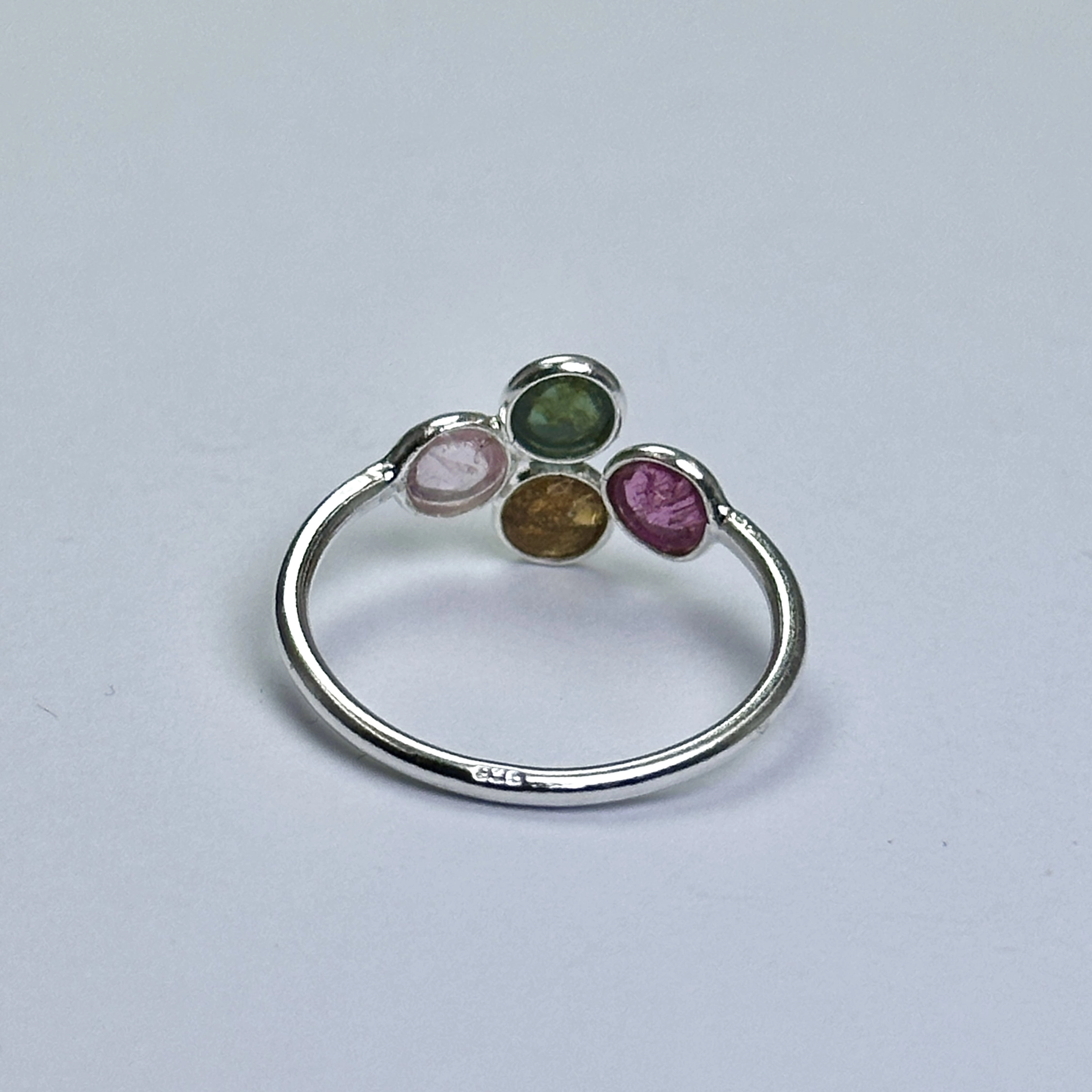 4 Turmalin Taşlı Gümüş Yüzük