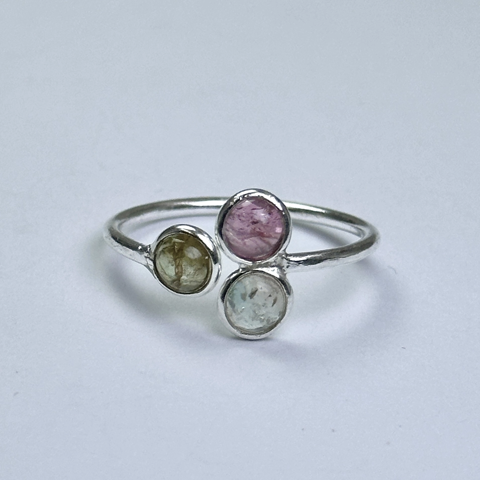 3 Turmalin Taşlı Gümüş Yüzük
