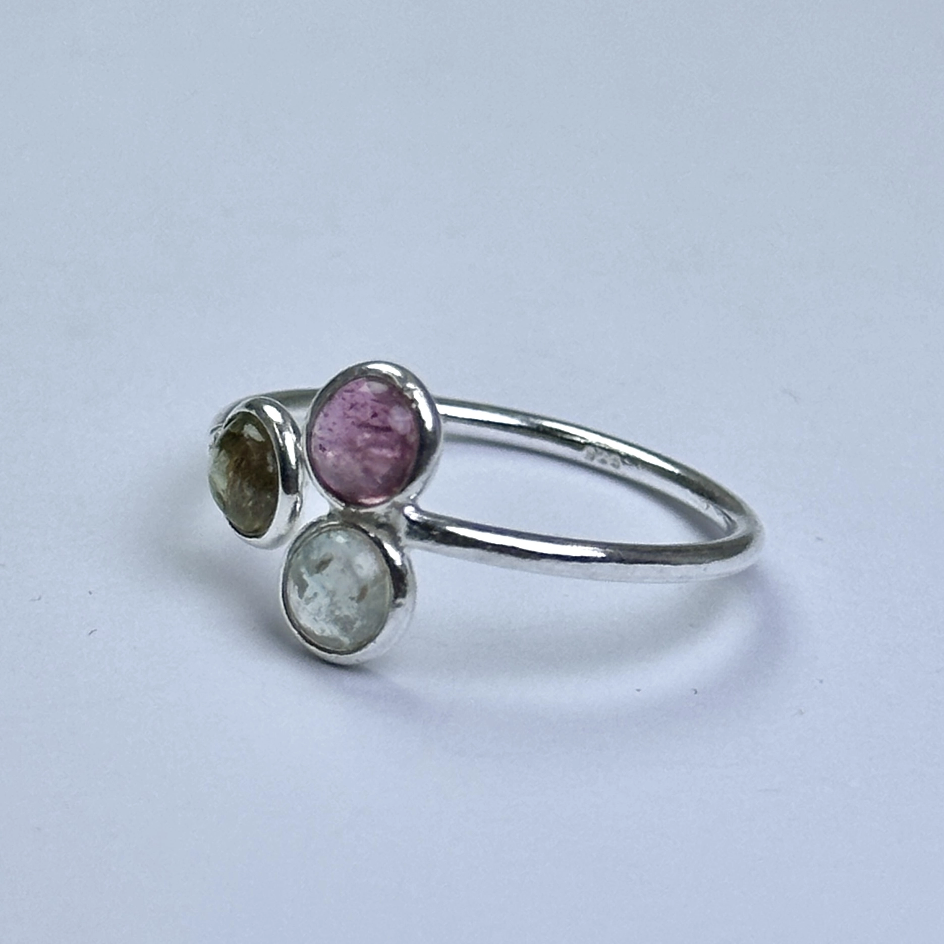 3 Turmalin Taşlı Gümüş Yüzük