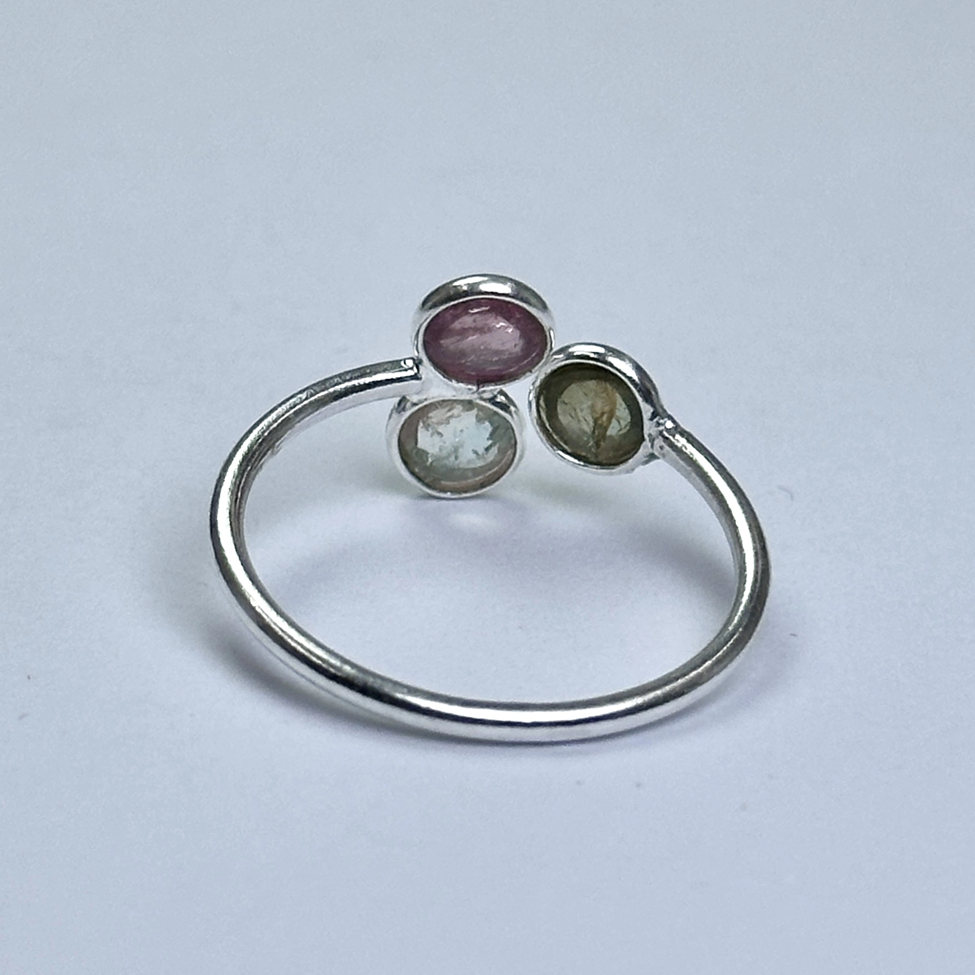 3 Turmalin Taşlı Gümüş Yüzük