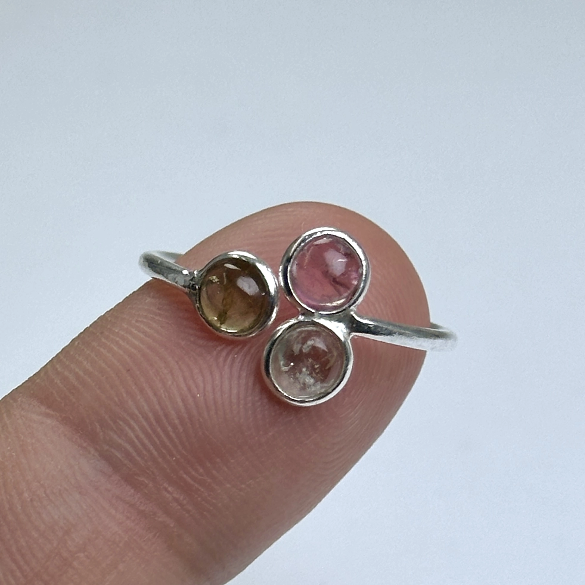 3 Turmalin Taşlı Gümüş Yüzük