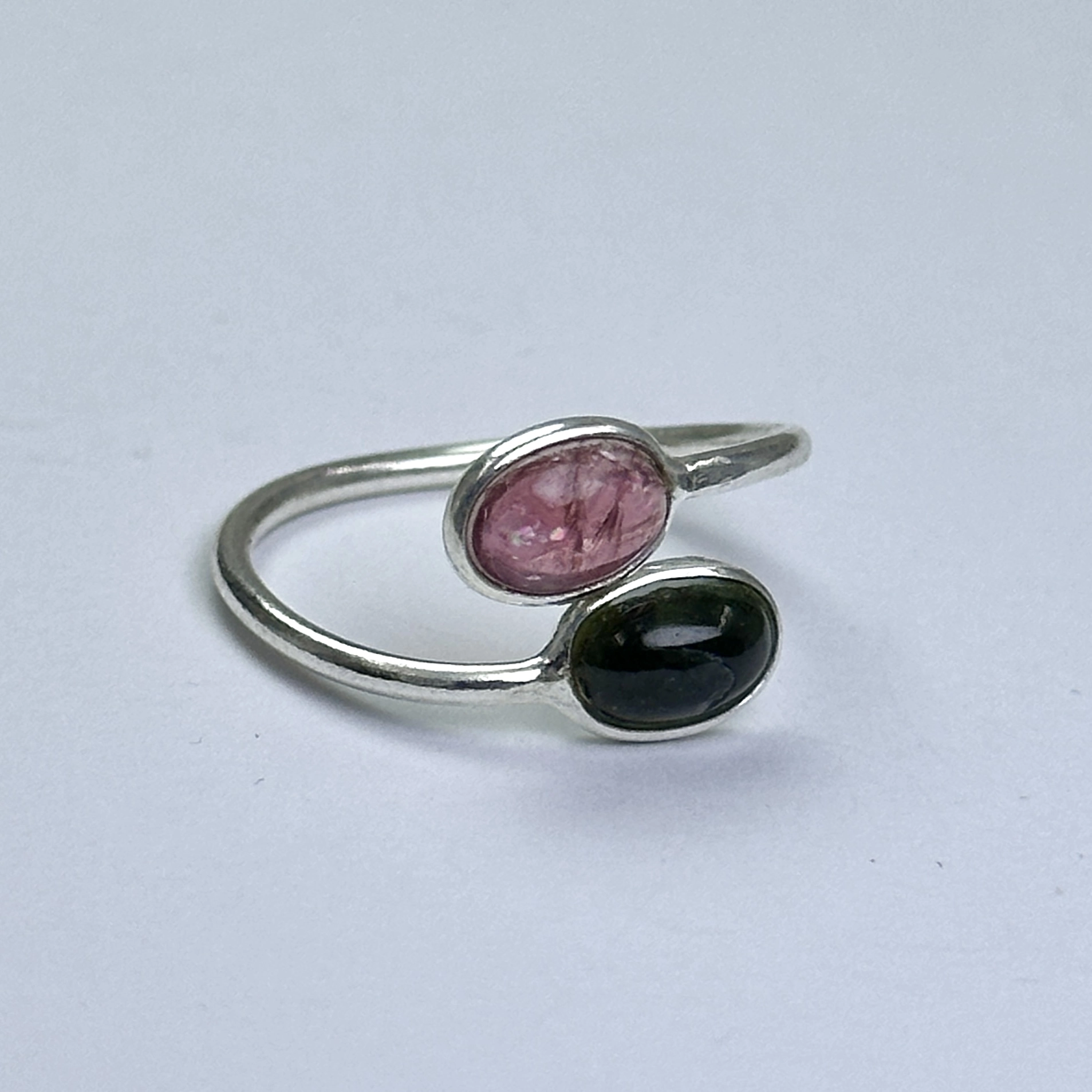 İki Turmalin Taşlı Gümüş Yüzük