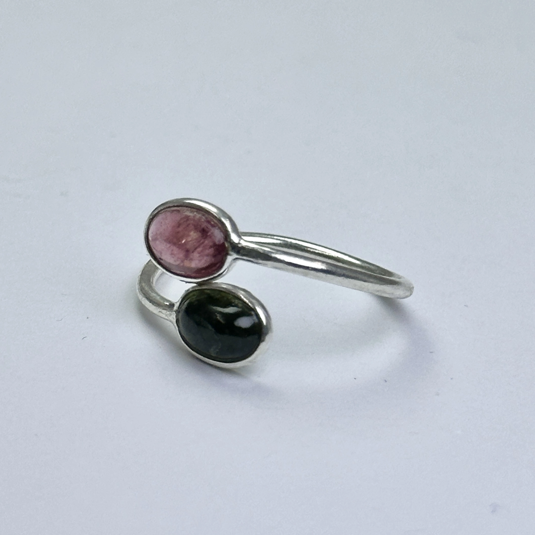 İki Turmalin Taşlı Gümüş Yüzük