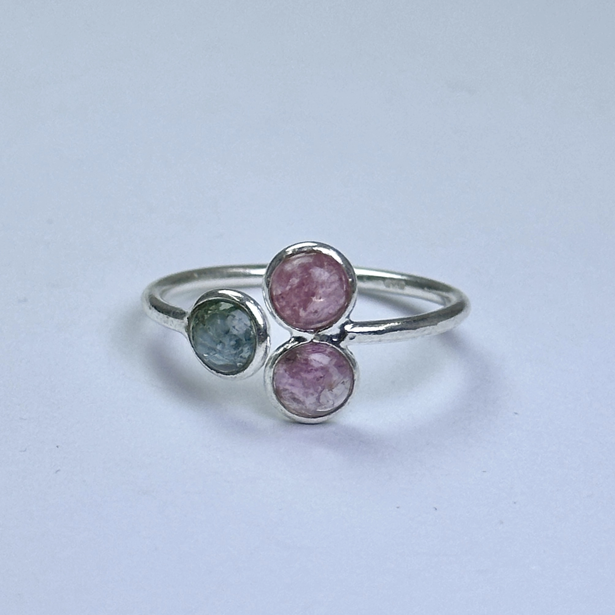 3 Turmalin Taşlı Gümüş Yüzük