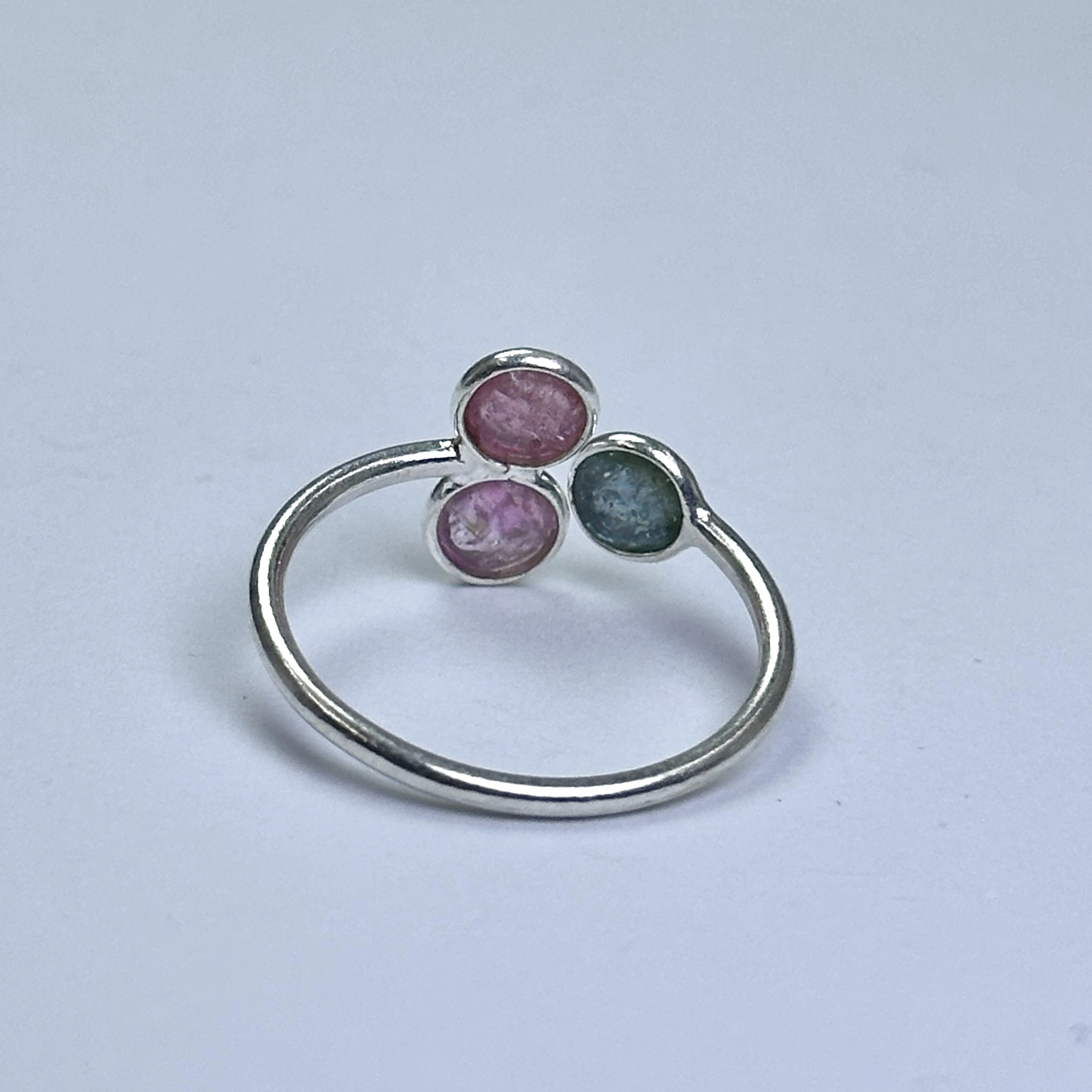 3 Turmalin Taşlı Gümüş Yüzük