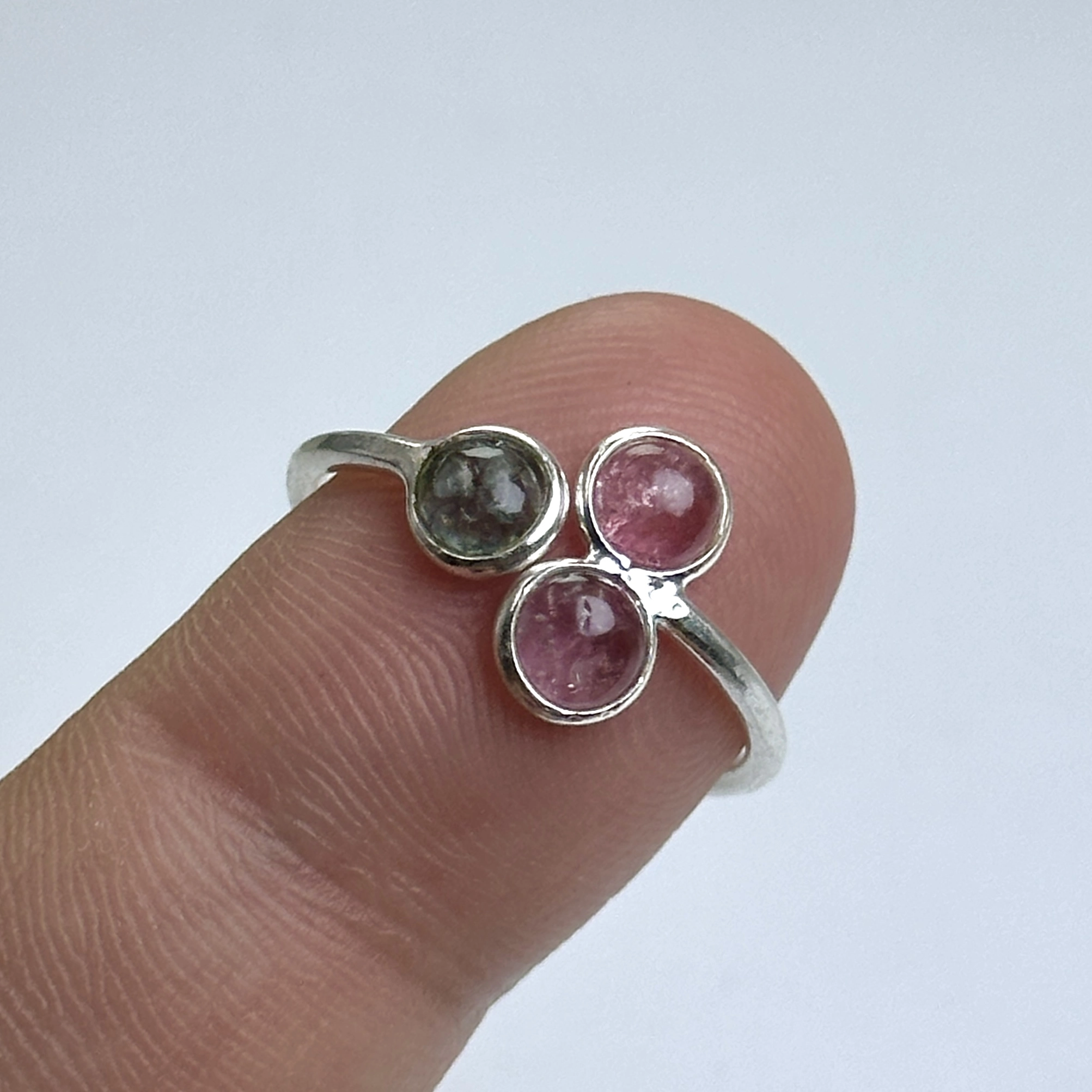 3 Turmalin Taşlı Gümüş Yüzük