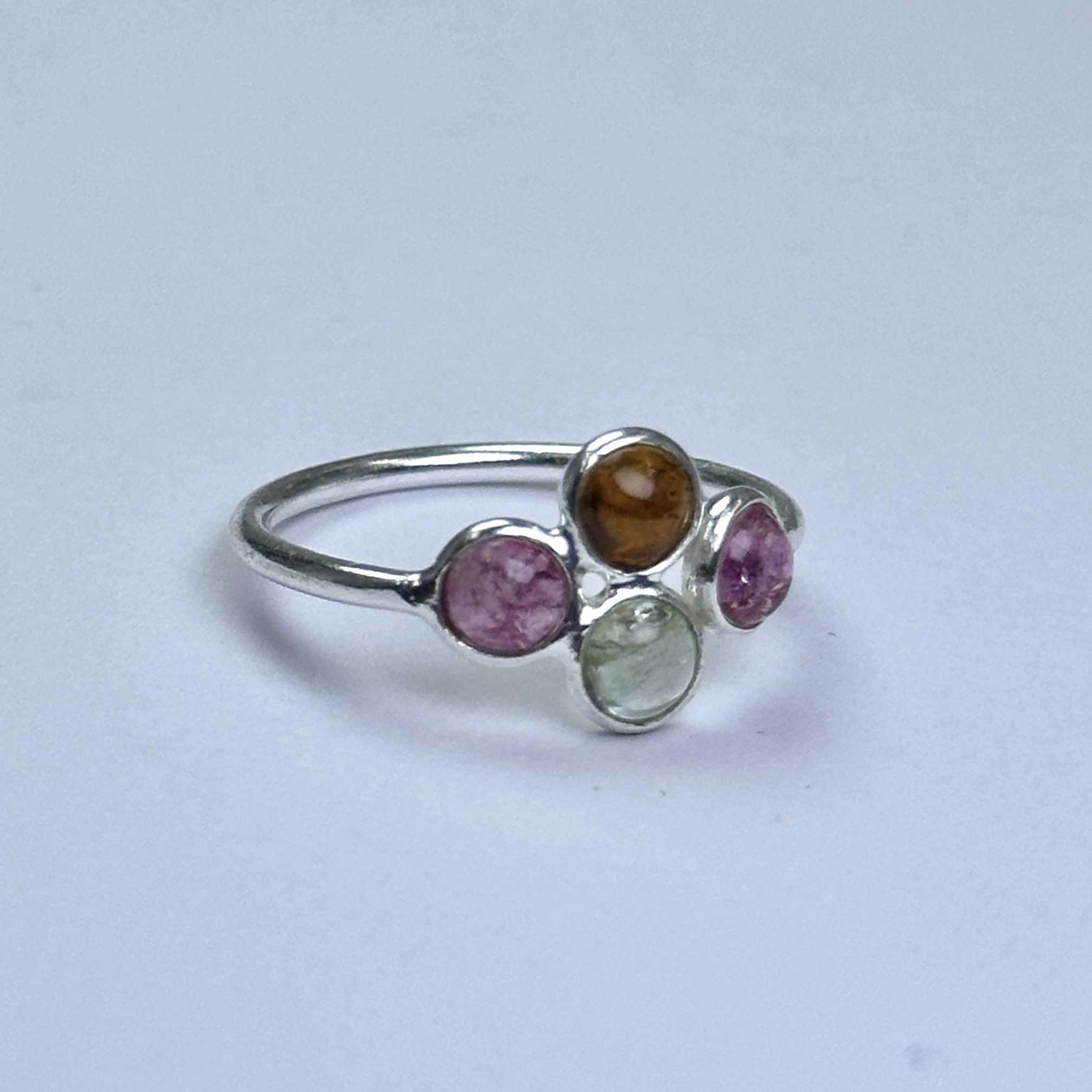 4 Turmalin Taşlı Gümüş Yüzük