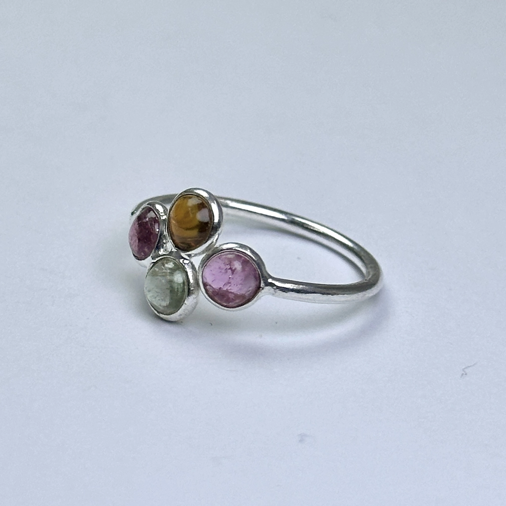 4 Turmalin Taşlı Gümüş Yüzük