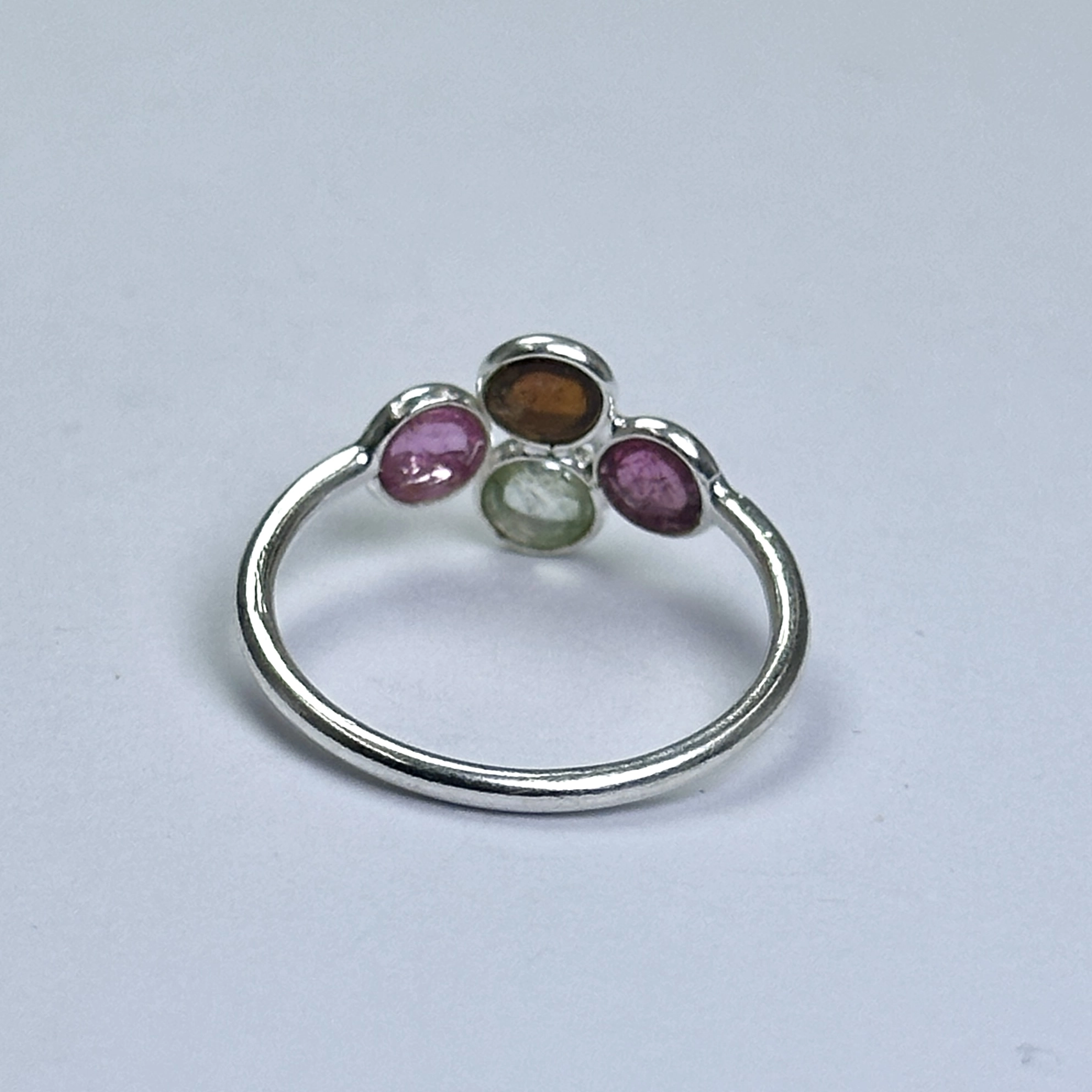 4 Turmalin Taşlı Gümüş Yüzük