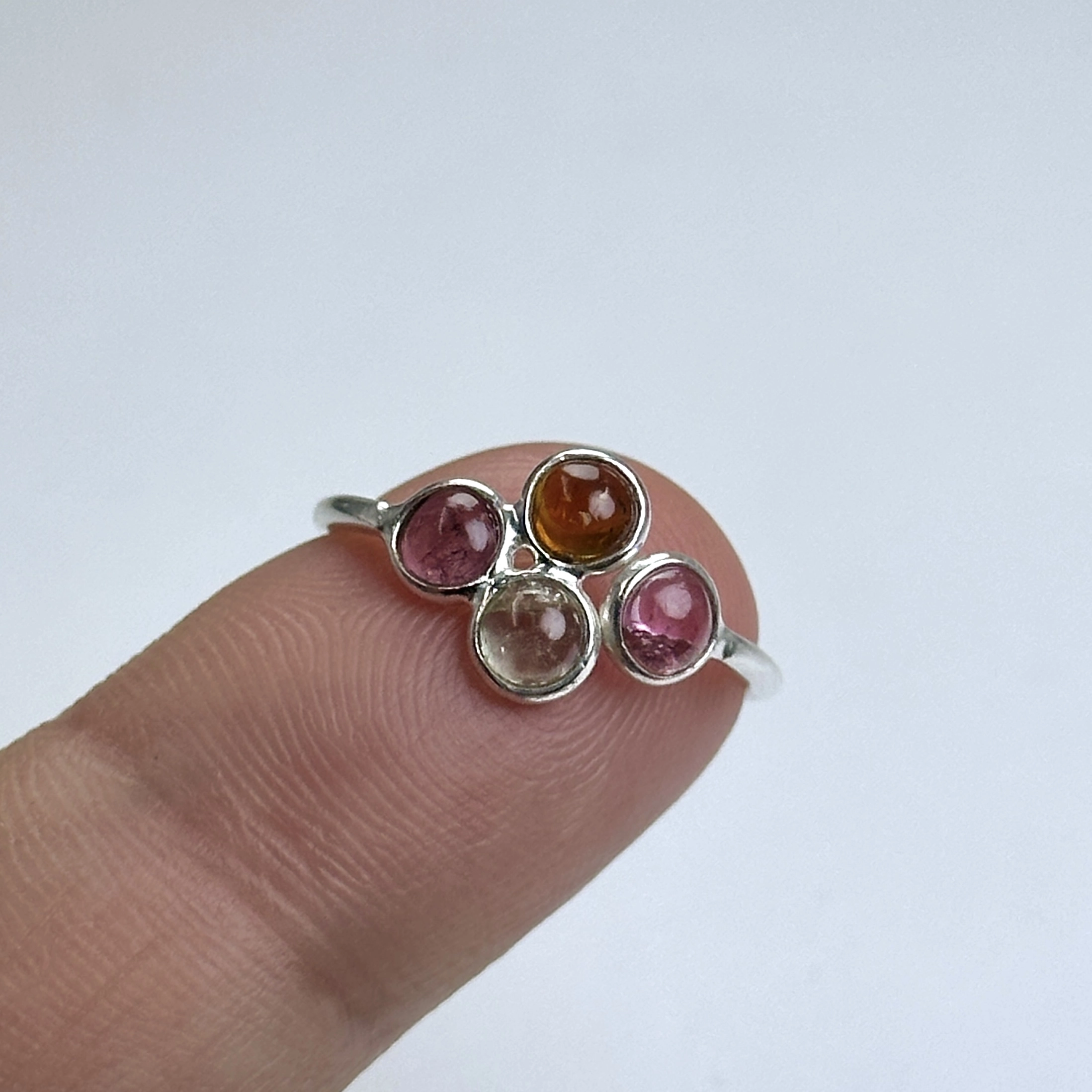 4 Turmalin Taşlı Gümüş Yüzük