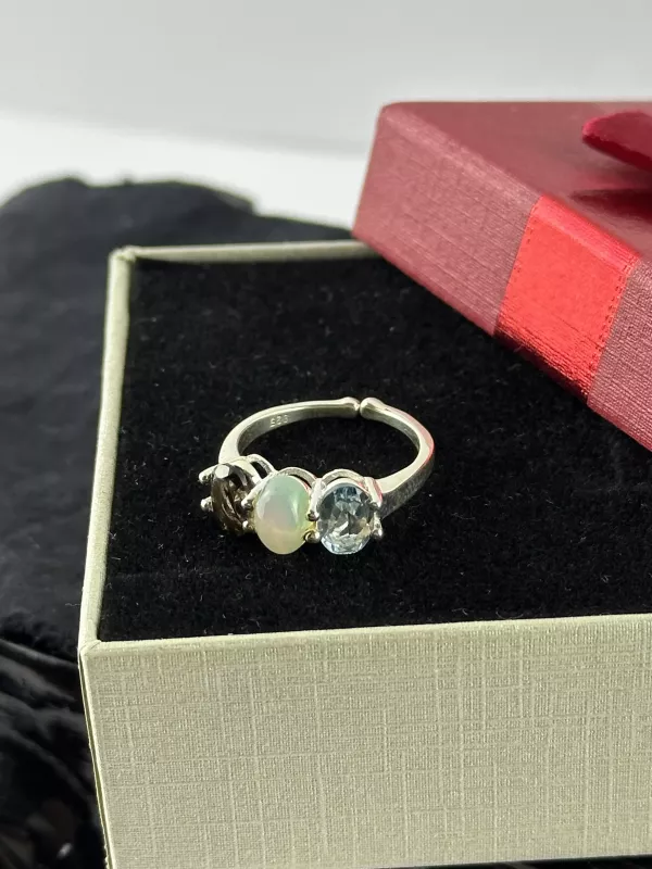 Dumanlı Kuvars, Topaz ve Opal Gümüş Yüzük