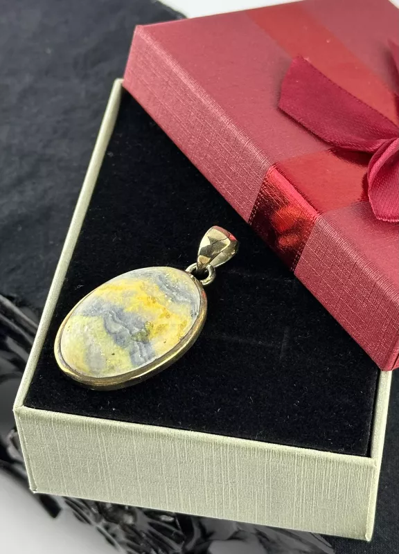 Bumblebee Jasper Gümüş Kolye Ucu