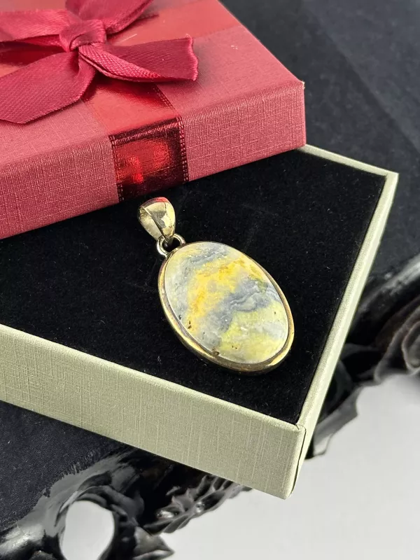 Bumblebee Jasper Gümüş Kolye Ucu