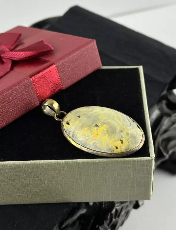 Bumblebee Jasper Gümüş Kolye Ucu