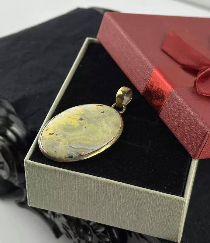 Bumblebee Jasper Gümüş Kolye Ucu
