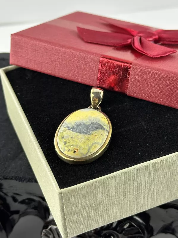 Bumblebee Jasper Gümüş Kolye Ucu