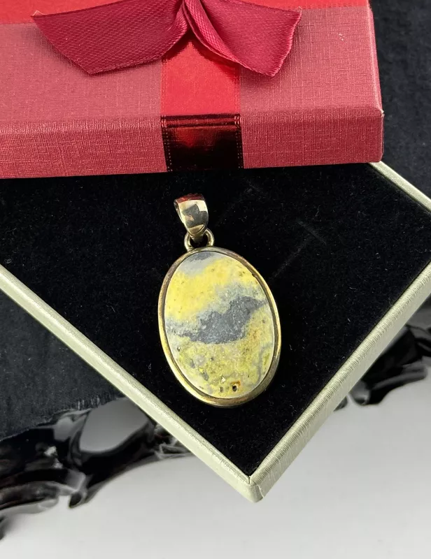 Bumblebee Jasper Gümüş Kolye Ucu