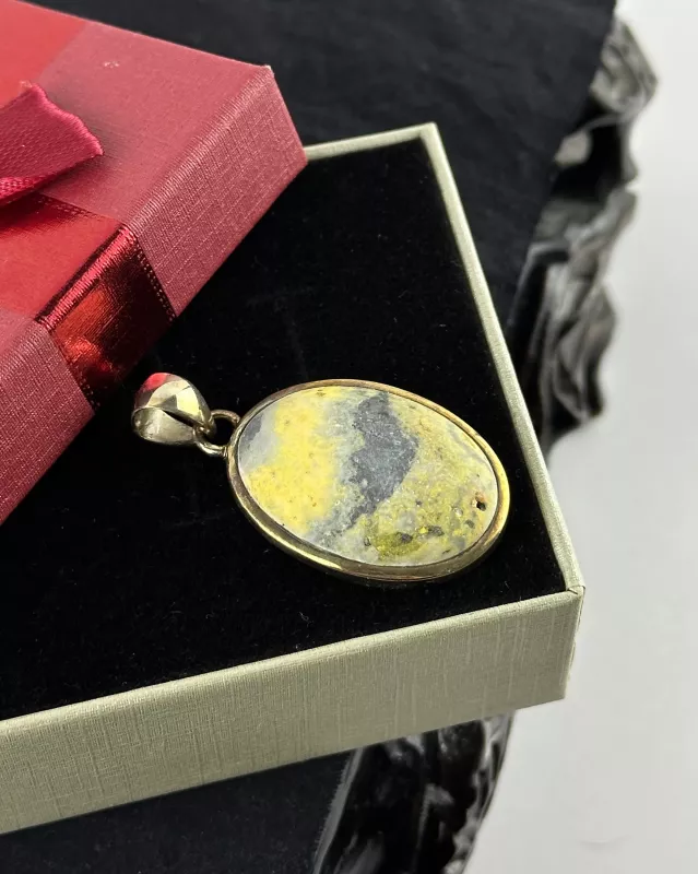 Bumblebee Jasper Gümüş Kolye Ucu