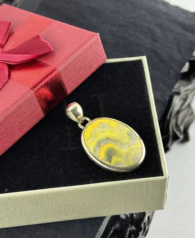 Bumblebee Jasper Gümüş Kolye Ucu