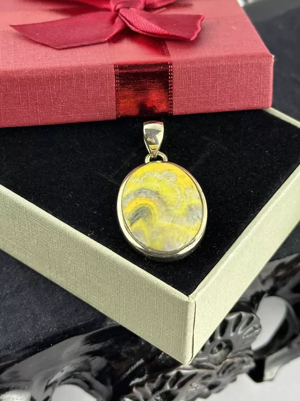 Bumblebee Jasper Gümüş Kolye Ucu