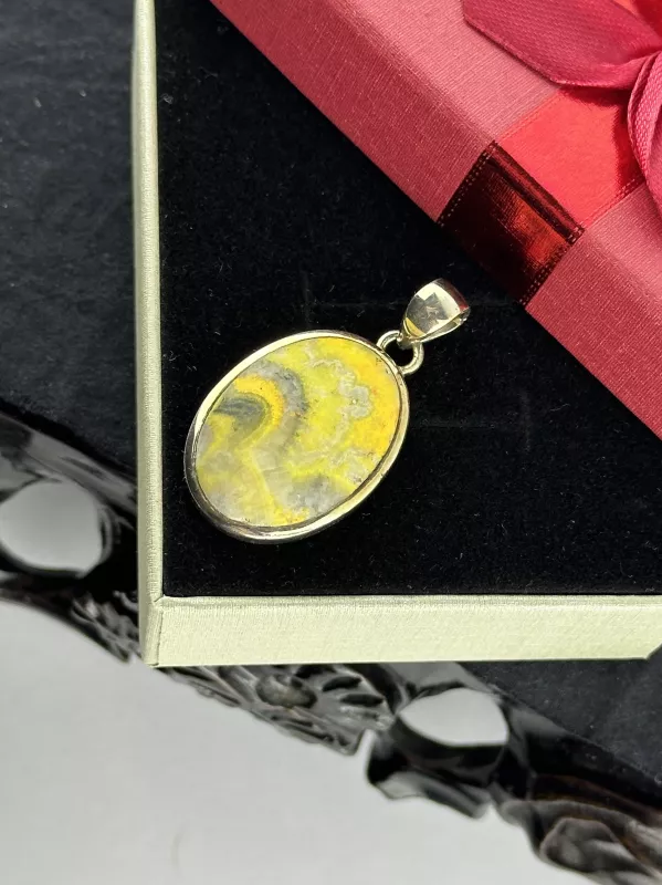 Bumblebee Jasper Gümüş Kolye Ucu