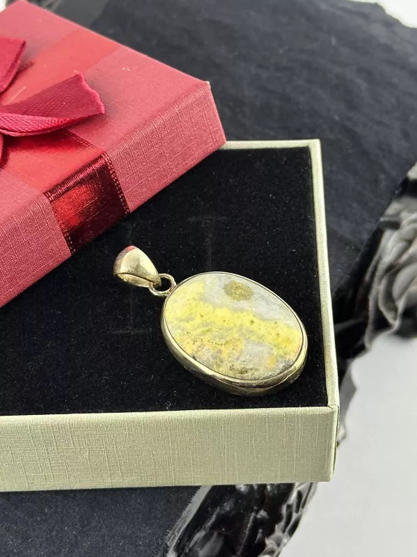 Bumblebee Jasper Gümüş Kolye Ucu