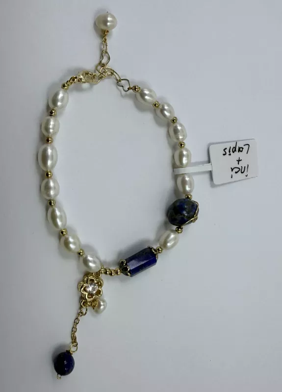 İnci ve Lapis Taşlı Bileklik
