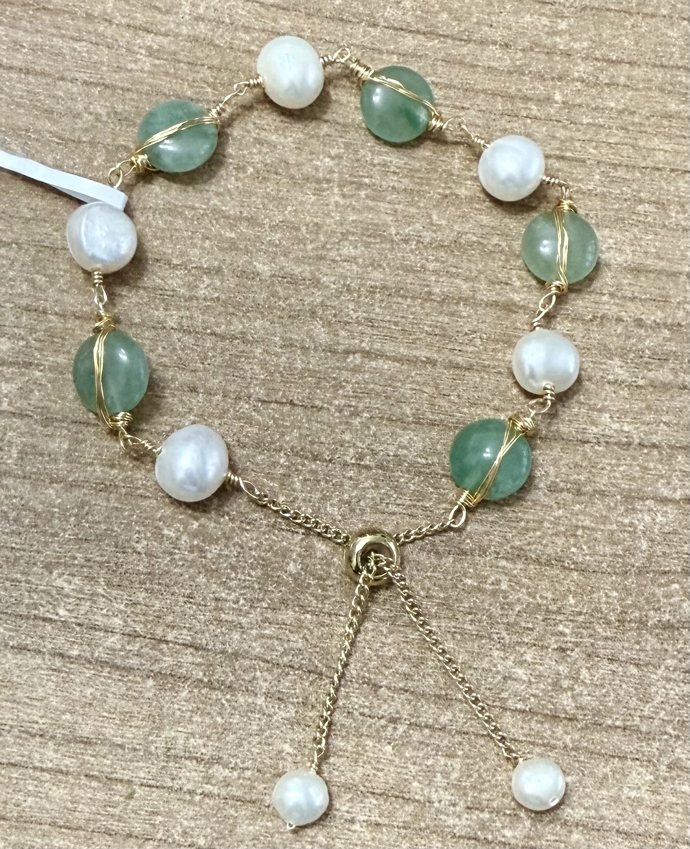 Doğal İnci ve Aventurin Taşından Bileklik