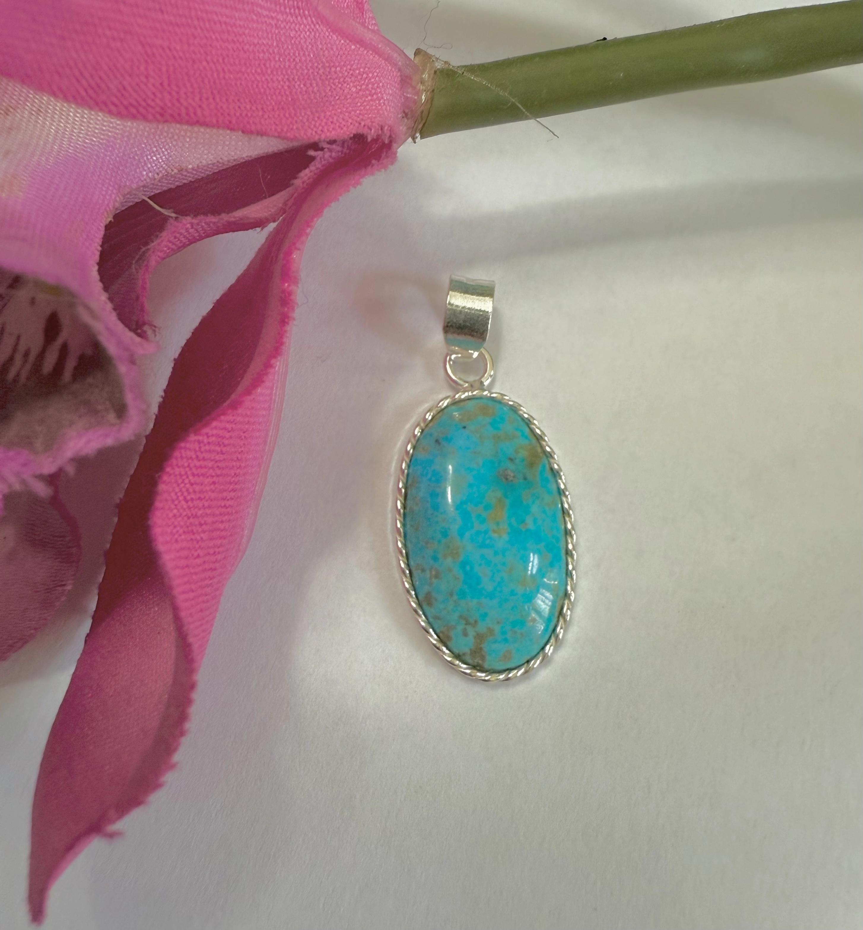 Turkuaz (firuze) Taşlı Gümüş Kolye Ucu