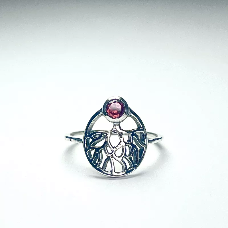 Lal(Garnet) Taşından Gümüş Yüzük