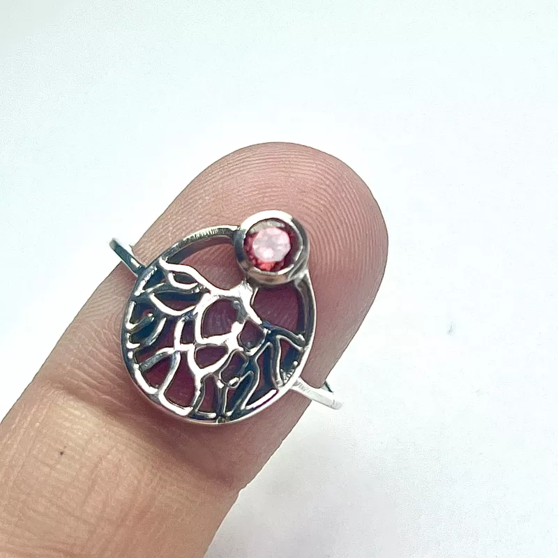 Lal(Garnet) Taşından Gümüş Yüzük