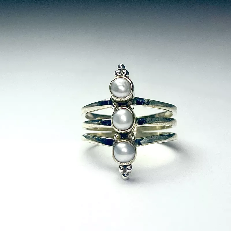 Doğal İncili Gümüş Yüzük