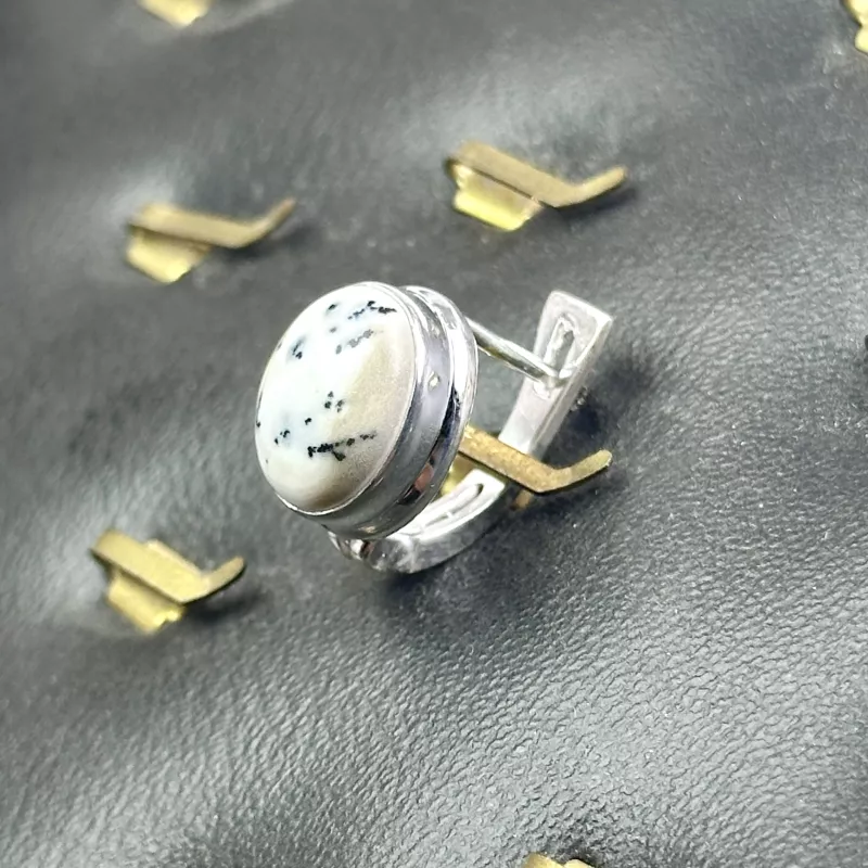 Dendiritli Opal Taşından Gümüş Küpe
