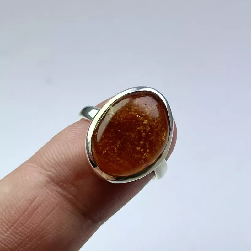 Kehribar Taşından Gümüş Yüzük