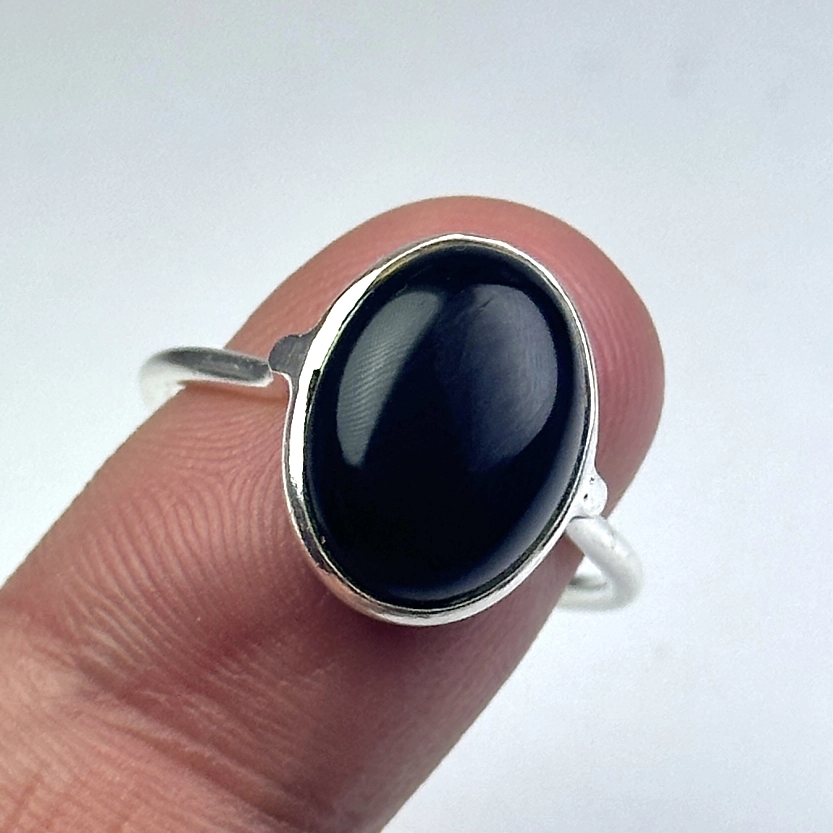 Obsidyen Taşlı Gümüş Yüzük