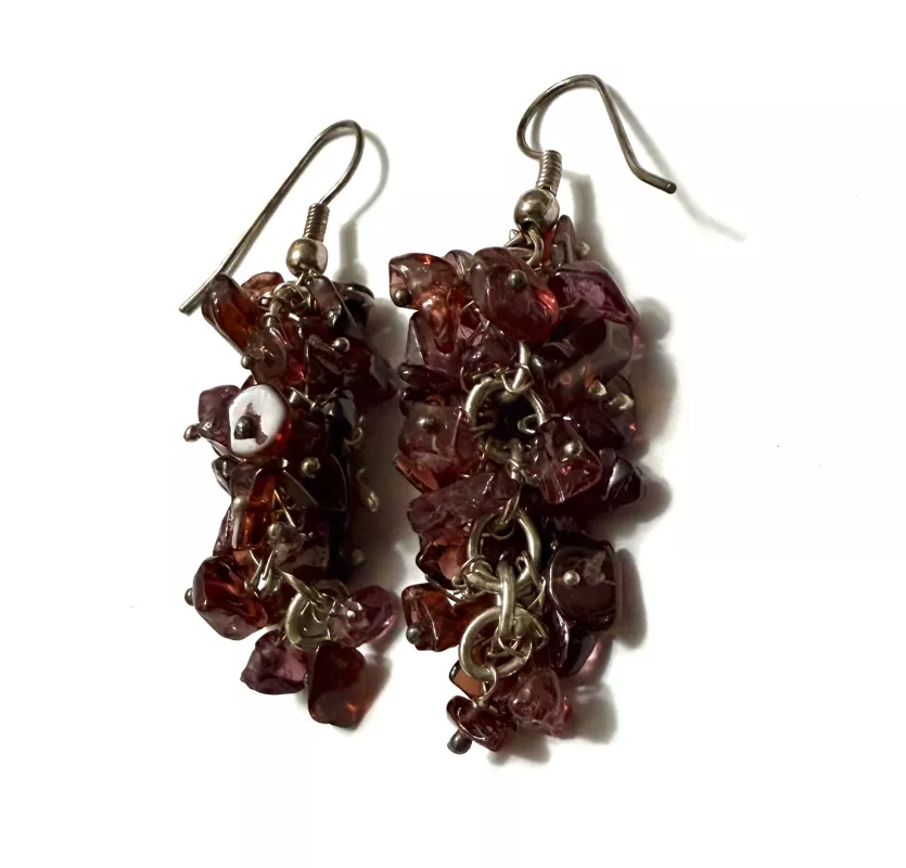 Garnet (Lal) Taşlı Salkım Küpe