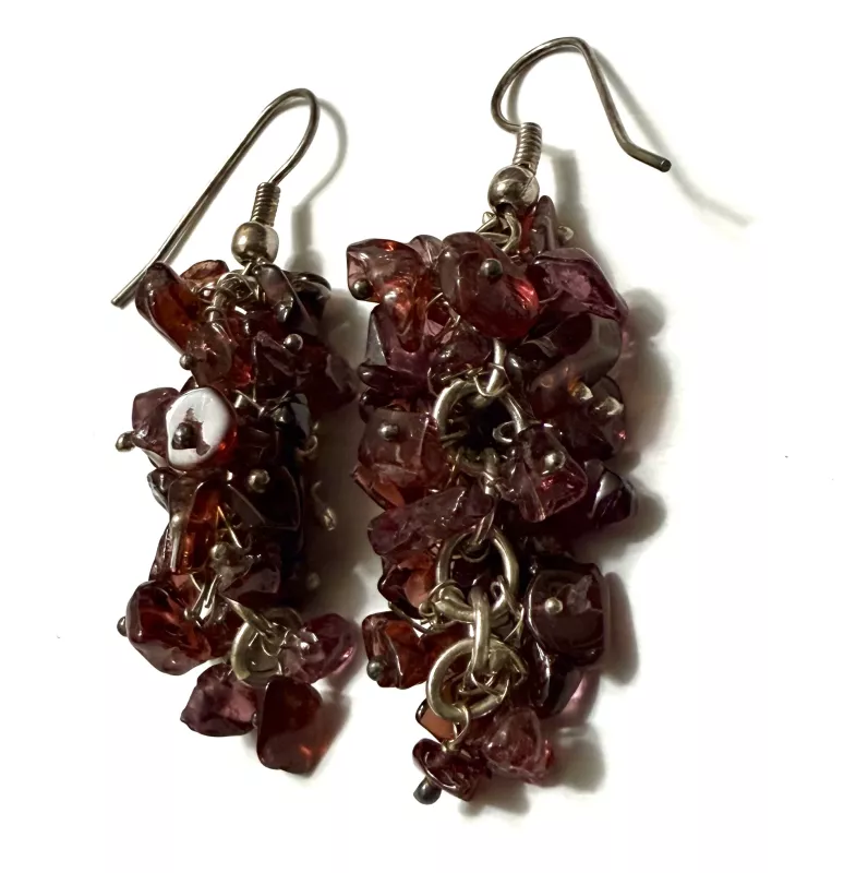 Garnet (Lal) Taşlı Salkım Küpe