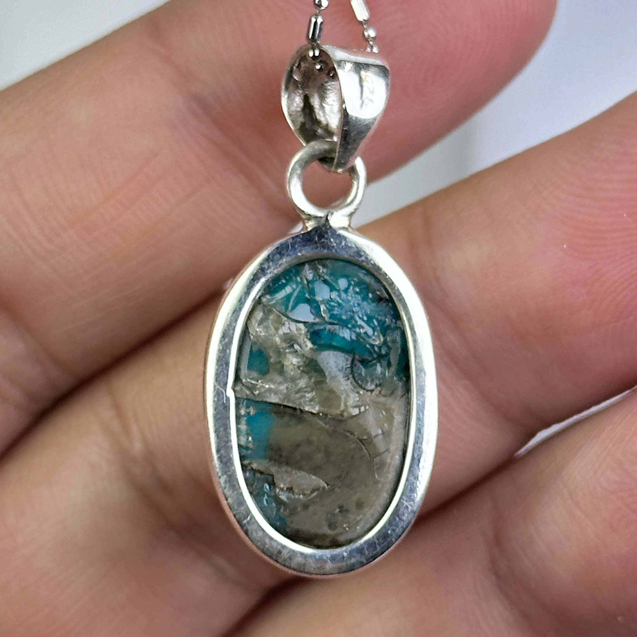 Turkuaz Taşından Gümüş Kolye Ucu