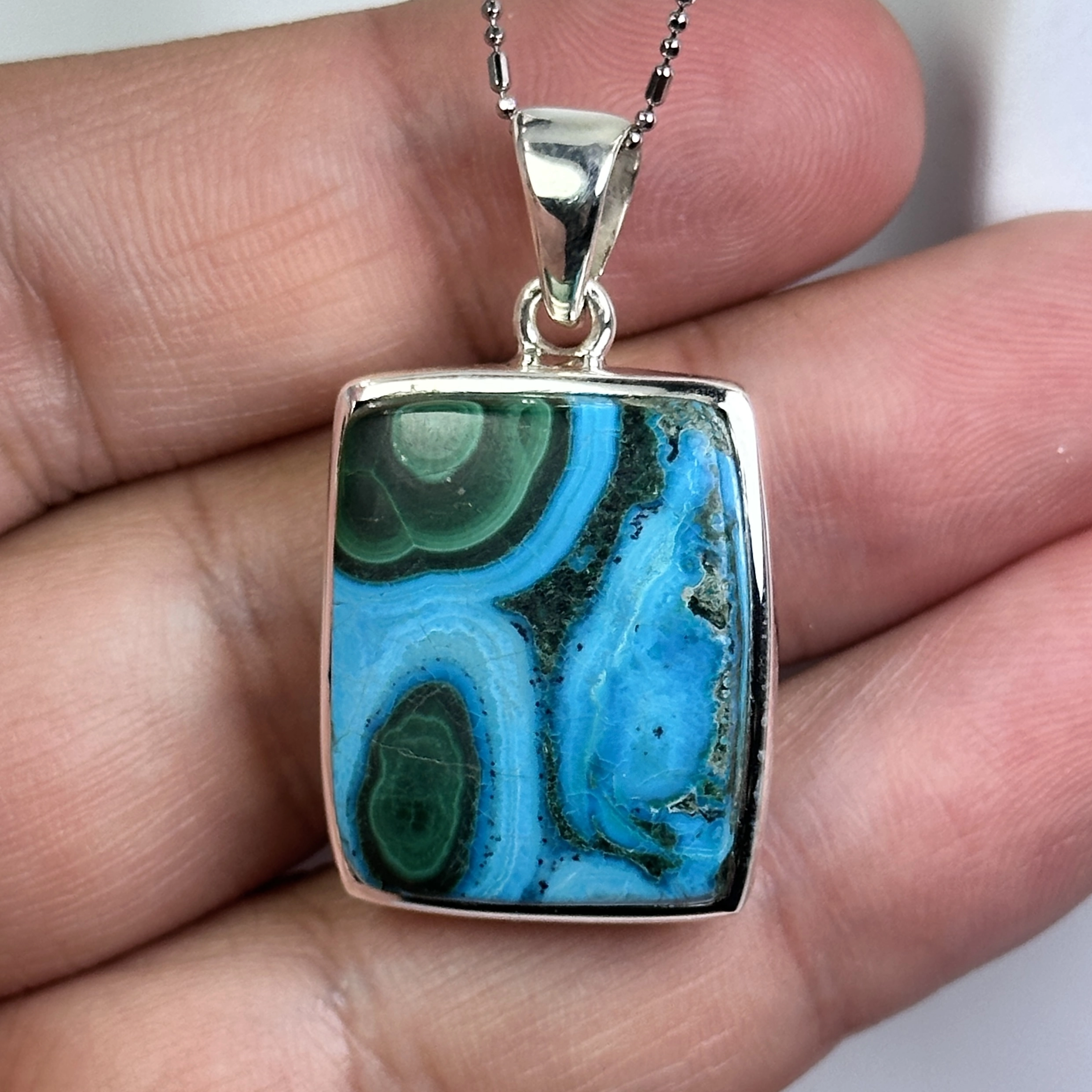 Krizokol & Malahit Gümüş Kolye Ucu