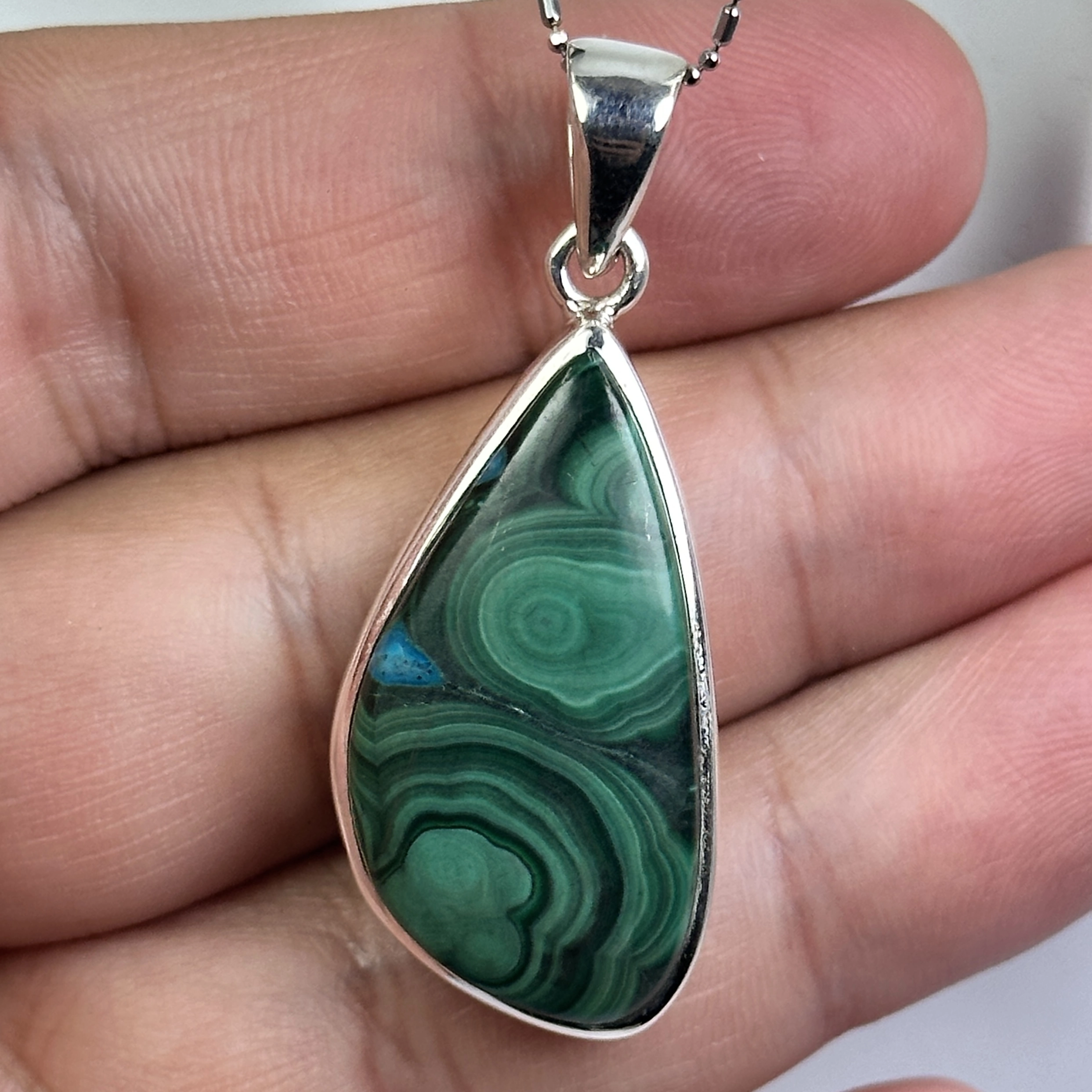 Krizokol & Malahit Gümüş Kolye Ucu