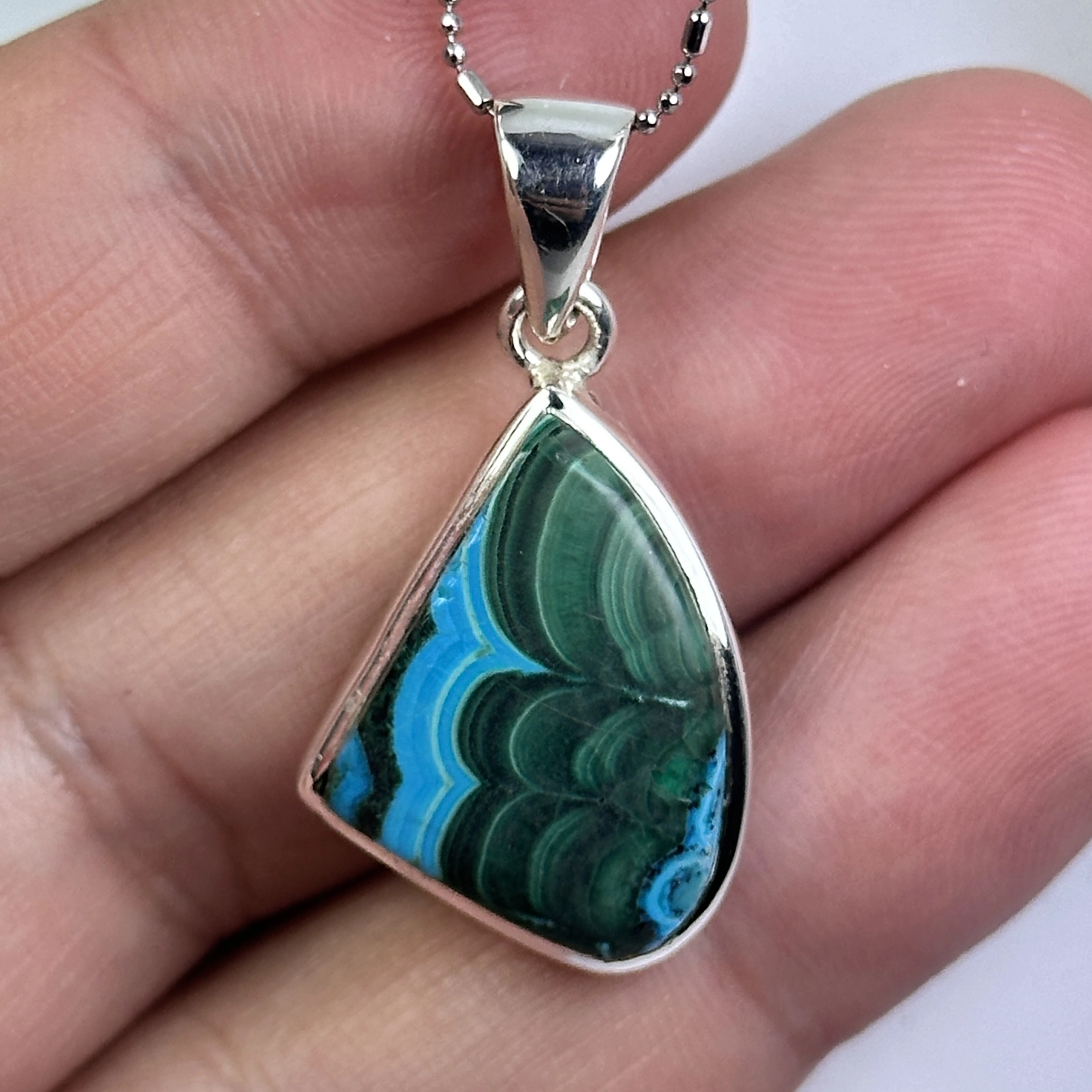 Krizokol & Malahit Gümüş Kolye Ucu